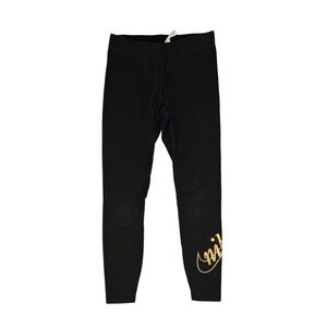 NIKE Women's Black Leggings Black And Gold Size Small